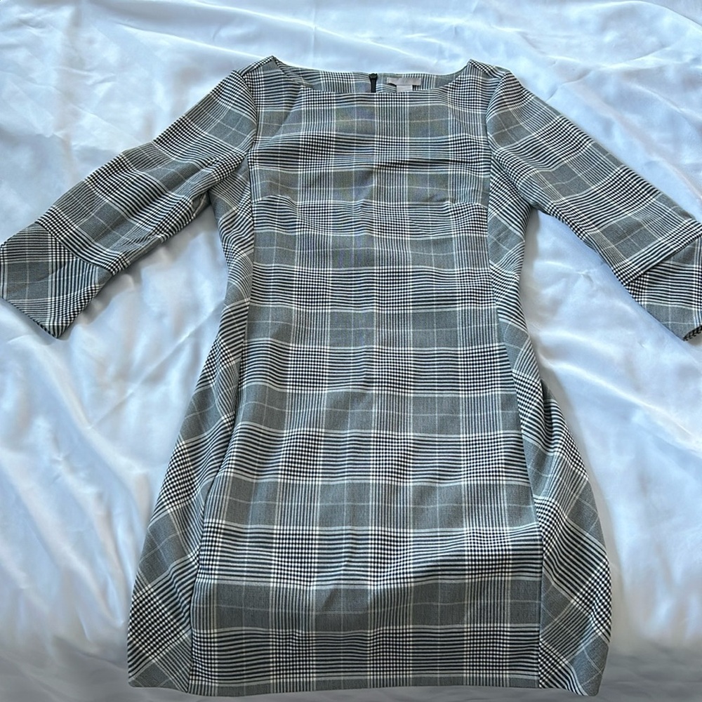 H&M checked grey work dress